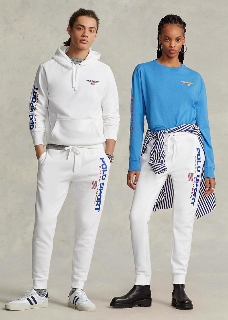 ポロ ラルフ ローレン パンツ メンズ 白 Polo Sport フリース Tracksuit ボトムs TKMZW1869